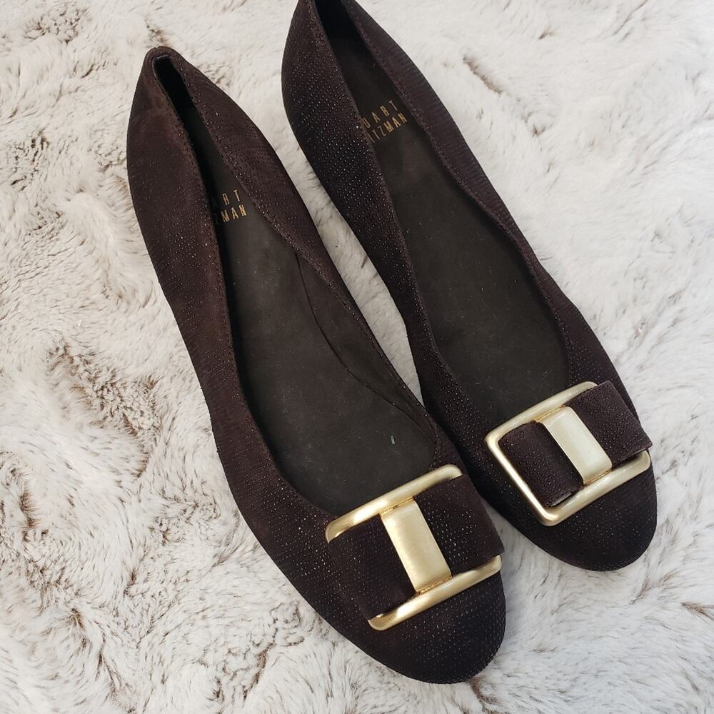 STUART WEITZMAN BROWN BUCKLE PLATFORM SIZE 7.5